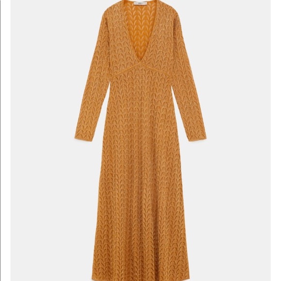 GORGEOUS ZARA NWT Long Metallic Knit Dress - Picture 6 of 8